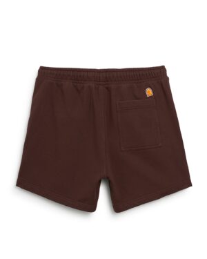 Back view of Dandy Del Mar's The Marseille French Terry Short in Carajillo, featuring an elastic waistband, single rear pocket, and a small logo patch above the pocket.